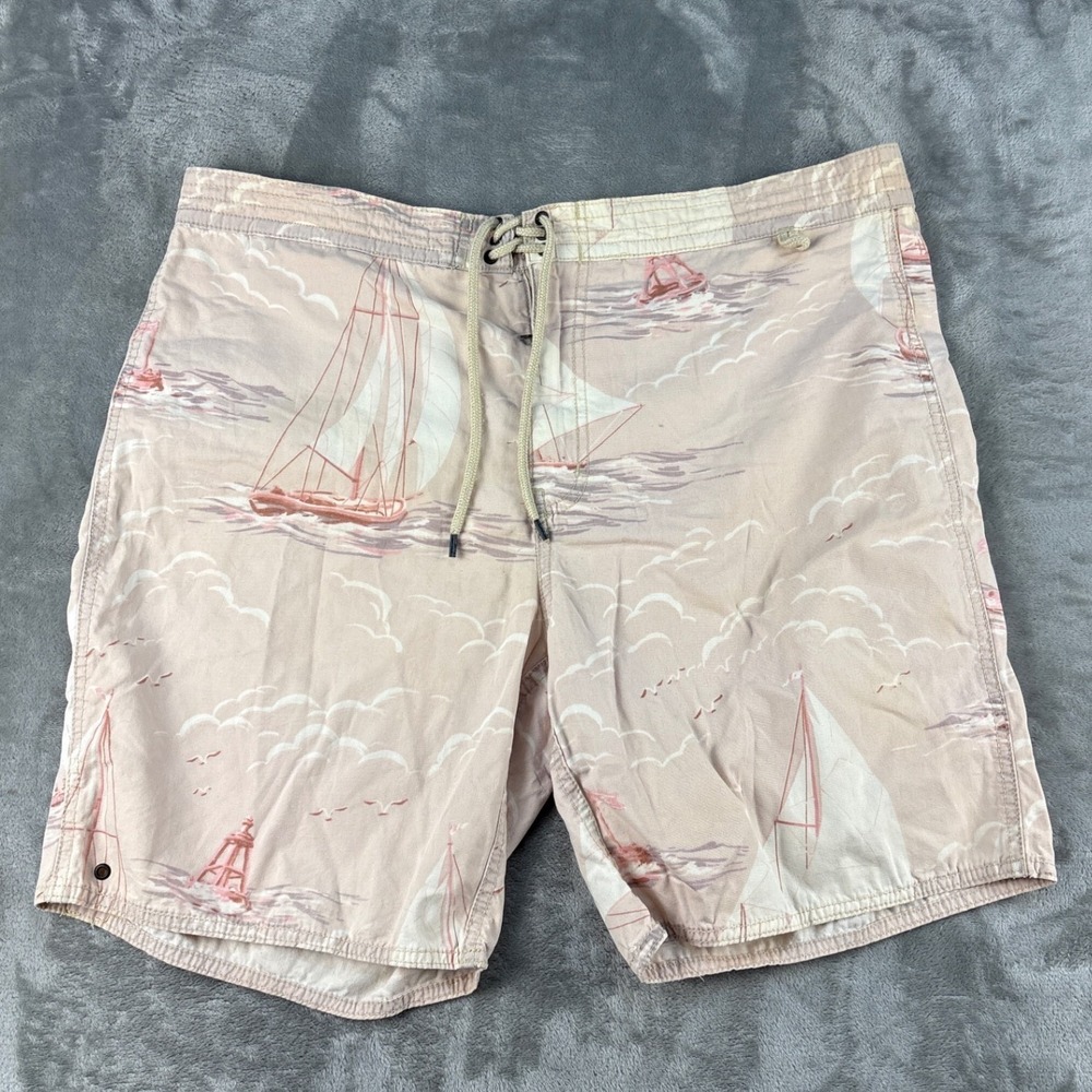 Polo Ralph Lauren Swim Trunks Mens Large Nautical Sailboat Pink EUC